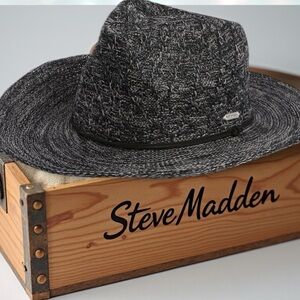 NWT Steve Madden Black Straw Outdoor Cowboy Hat